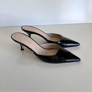 Escada Women’s Black Patent Leather Mules *Altered*
